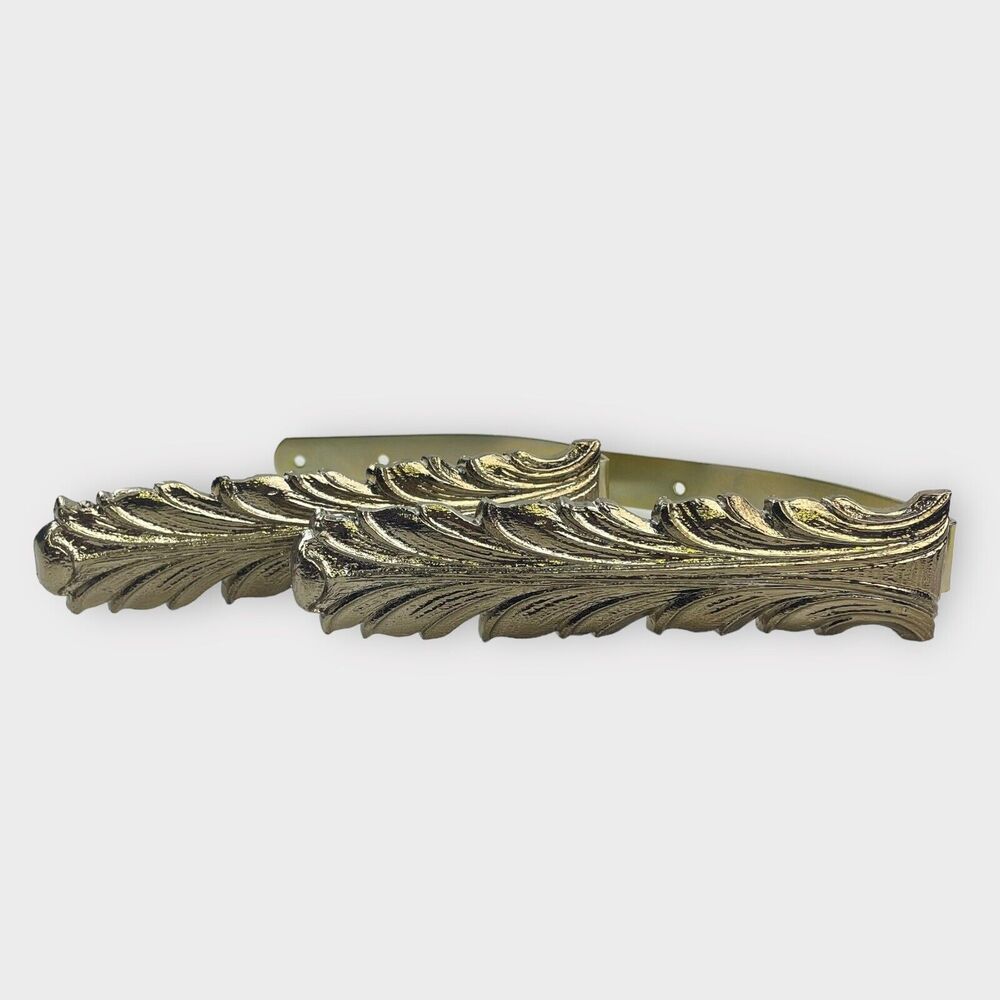 VTG 90s Pair of Curtain Tie Backs Plastic/Metal Ornate Gold Tone Faux Brass